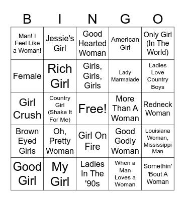 Pretty Woman Bingo Card
