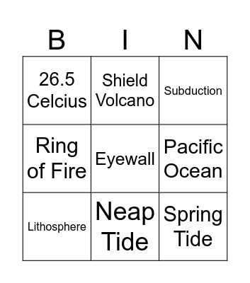 Science 8 Bingo Card