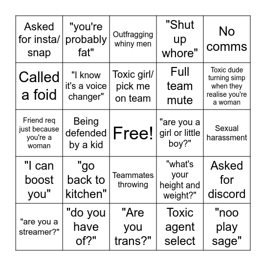 Woman on Valorant bingo Card