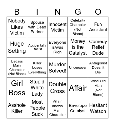 Knives Out Bingo Card