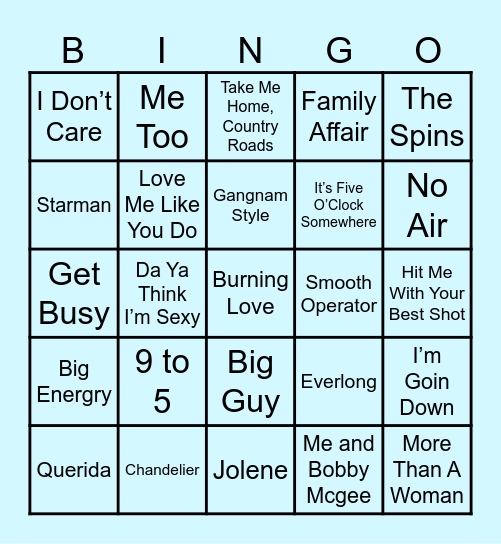 Capricorn Musical Bingo Card