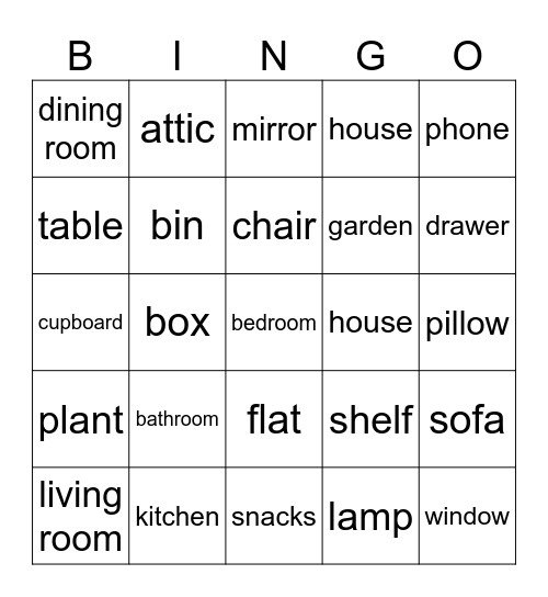 VOCABULARY Bingo Card