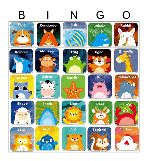 animal bingo Card