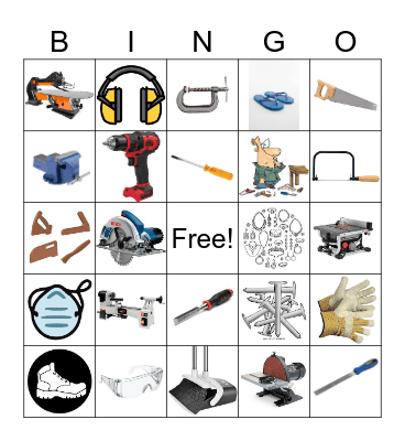 Woodshop Tool Bingo Card