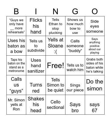 Mr. Simon Core Bingo Card