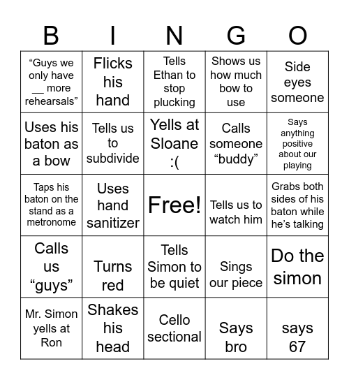 Mr. Simon Core Bingo Card