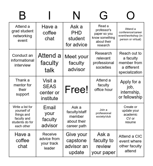 Next-Gen Mentorship Bingo Card