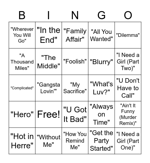 It's 2002 Boo Bingo Card