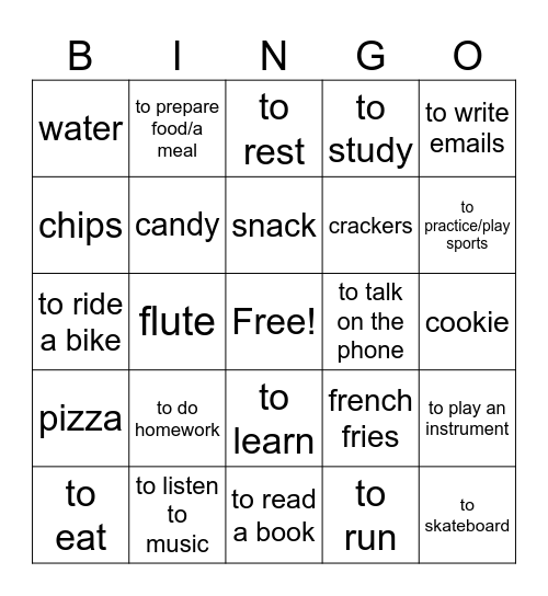 Chapter 1 lesson 1 Bingo Card
