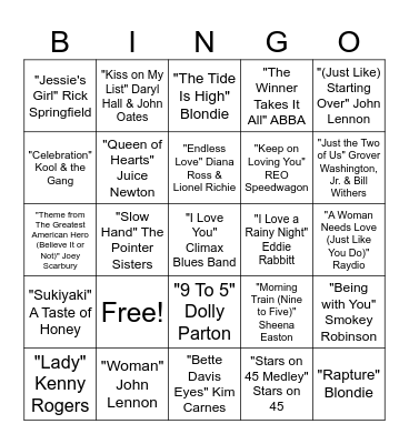 1981 Was On One Bingo Card