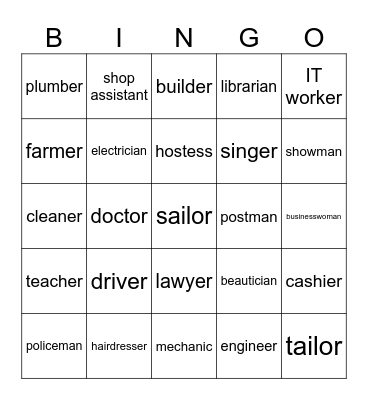 Jobs Bingo Card