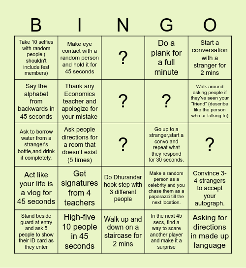 Globexia Bingo Card