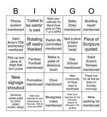 Annual Meeting Bingo Card