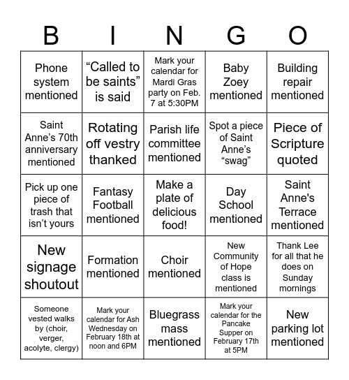 Annual Meeting Bingo Card