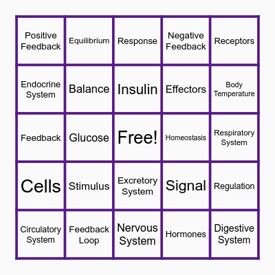 Homeostasis 3 Bingo Card