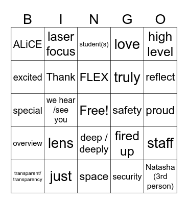 January Faculty Meeting Bingo Card