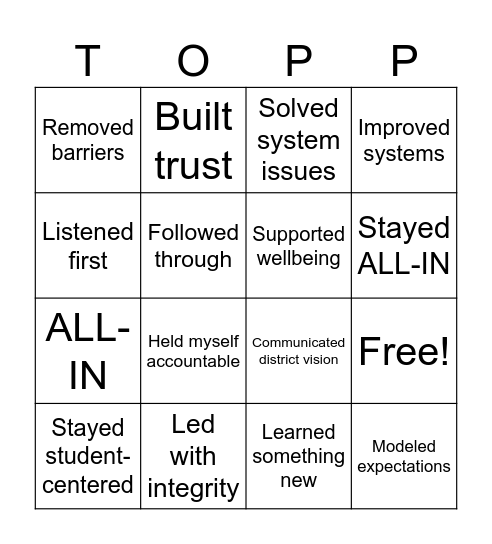All IN Bingo Card