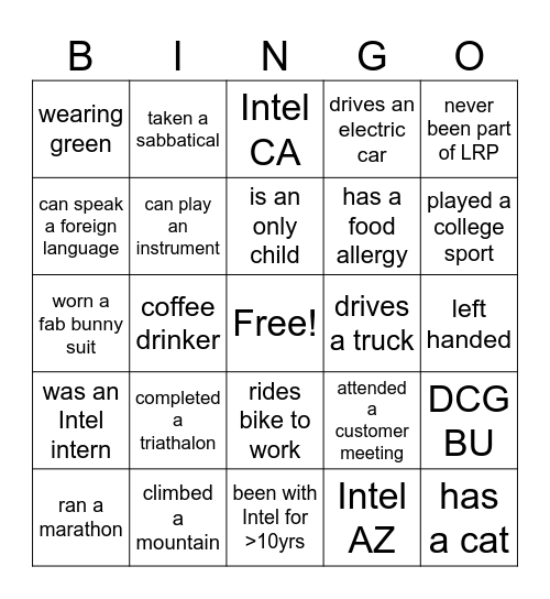 LRP F2F Bingo Card
