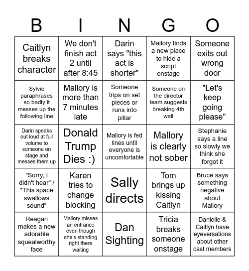 Petty Bingo 1/20 Bingo Card