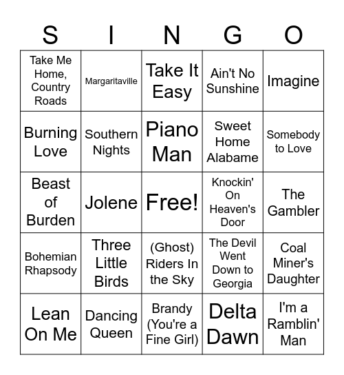 1970's Bingo Card