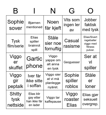 TYSK NEGER BINGO Card