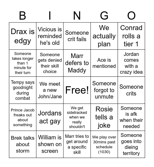 Shattered crown Bingo Card