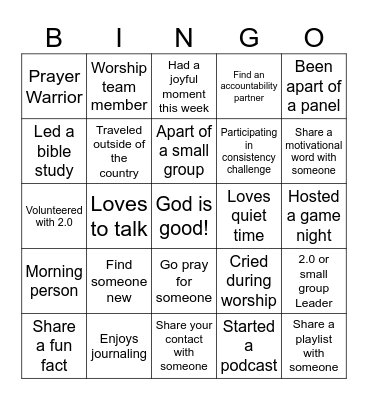 Get To Know Someone Bingo Card
