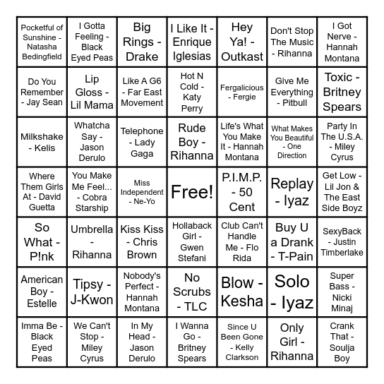 Music Bingo Card