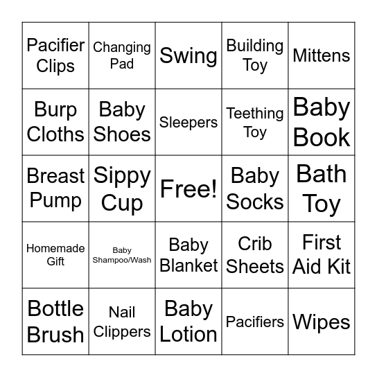 Baby Bingo Card