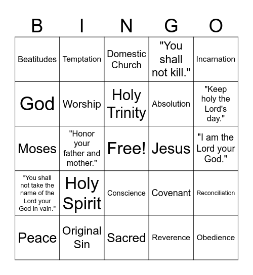 CCD Unit 1 & 2 Bingo Card