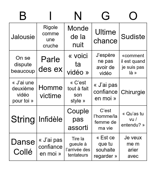 L’île de la tentation Bingo Card