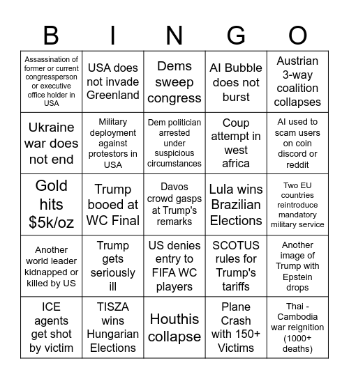 2026 Bingo Card