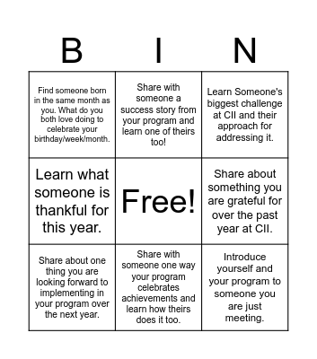 Leadership Forum Mingle Bingo Card