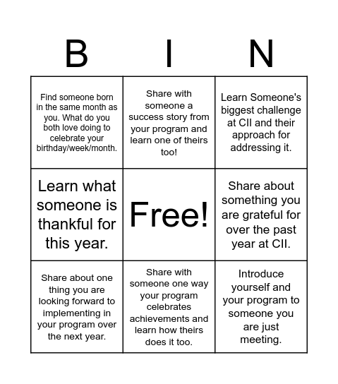 Leadership Forum Mingle Bingo Card