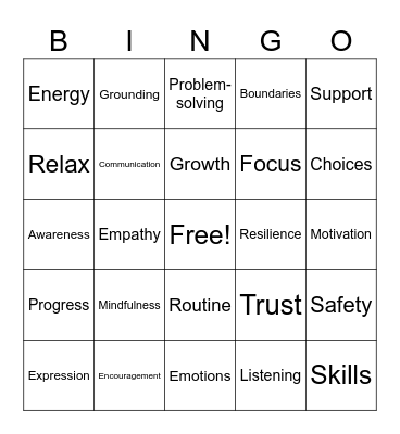 Therapy Bingo! Bingo Card