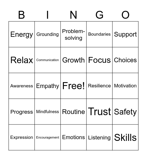 Therapy Bingo! Bingo Card