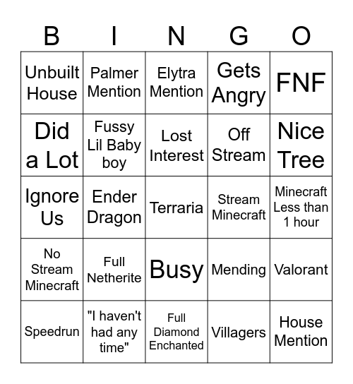 zombo Bingo Card