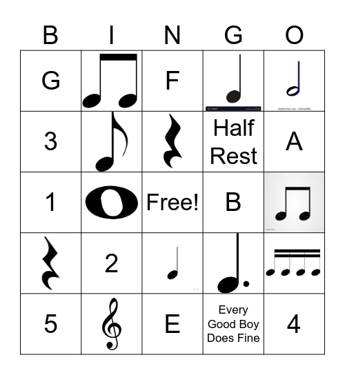 Music Note Bingo Card