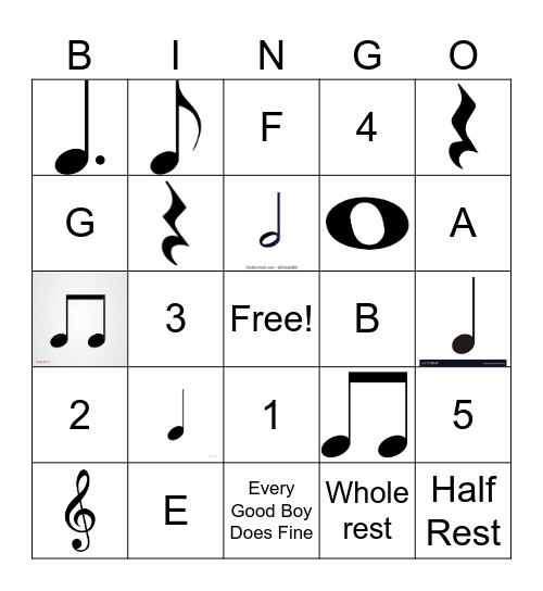 Music Note Bingo Card