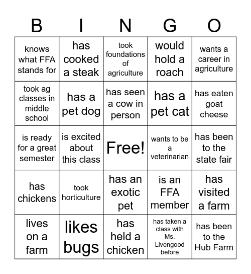 Animal Science I Bingo Card