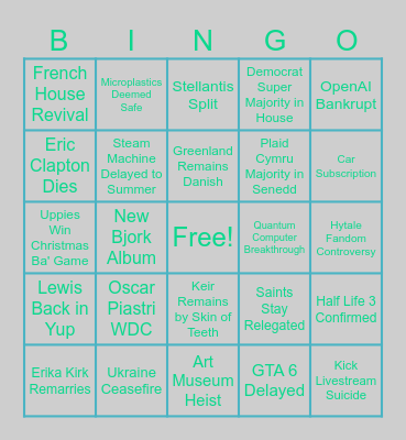 2026 Bingo Card