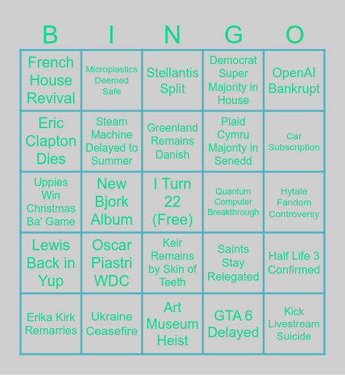 2026 Bingo Card