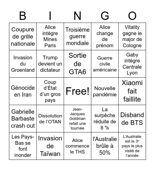 Bingo 2026 :3 Bingo Card