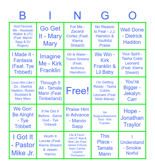 GOSPEL MUSIC Bingo Card