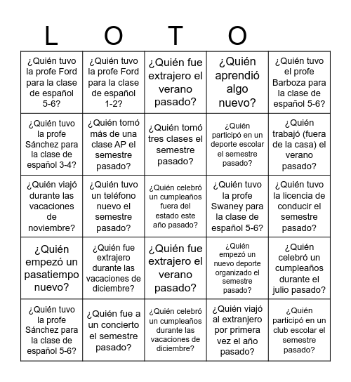 Buscapersonas Bingo Card