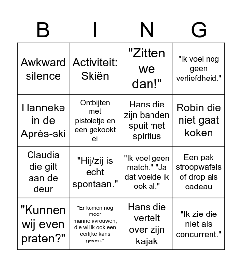 Het Super Duper Winter Vol Liefde Bingo Spectakel! Bingo Card