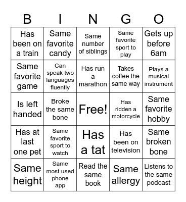 Test Bingo Card