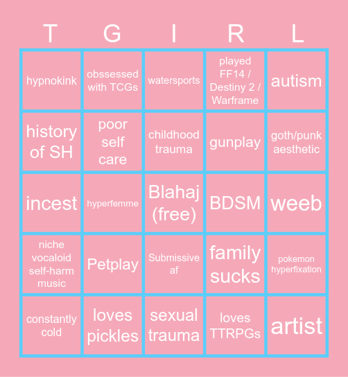 transfem bingo Card