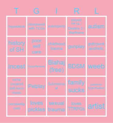transfem bingo Card