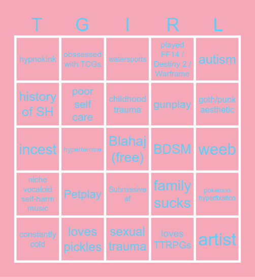 transfem bingo Card